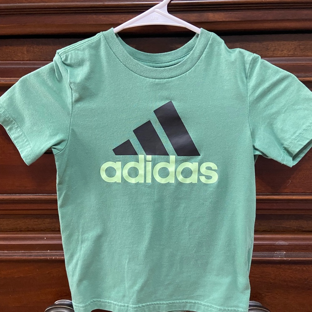 Adidas Kids Mint Green Tee with Black Logo